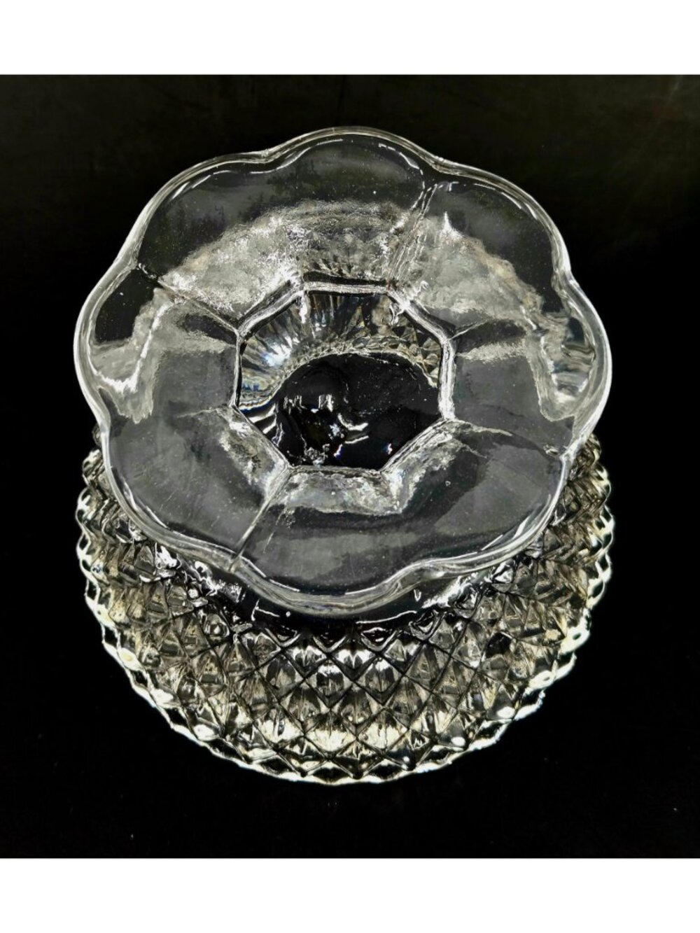 Vintage Diamond-Cut Clear Fairy Lamp, Fairy Light Candle Holder w/Pedestal Base - Picture 5 of 9